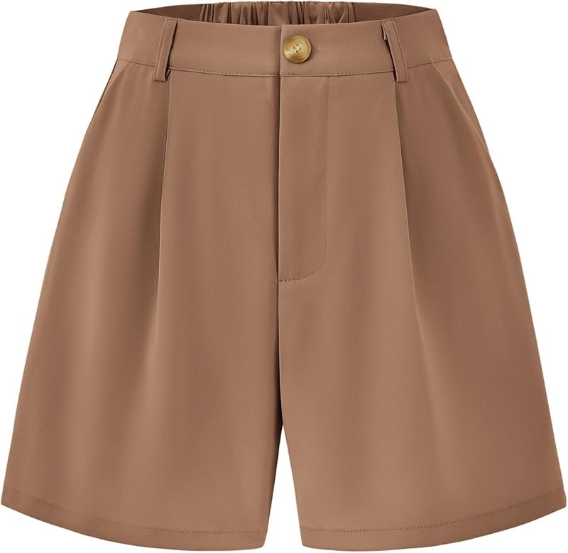 KIRUNDO Shorts for Women Dressy Casual Summer Elastic Waist in The Back Pleated Wide Leg Tailored... | Amazon (US)