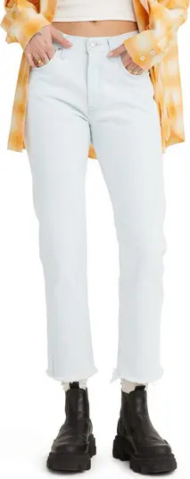 501® High Rise Raw Crop Straight Leg Jeans | Nordstrom