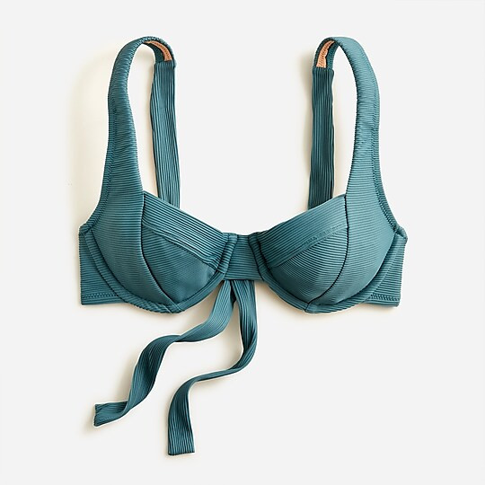 Ribbed cross-back underwire bikini top | J. Crew US