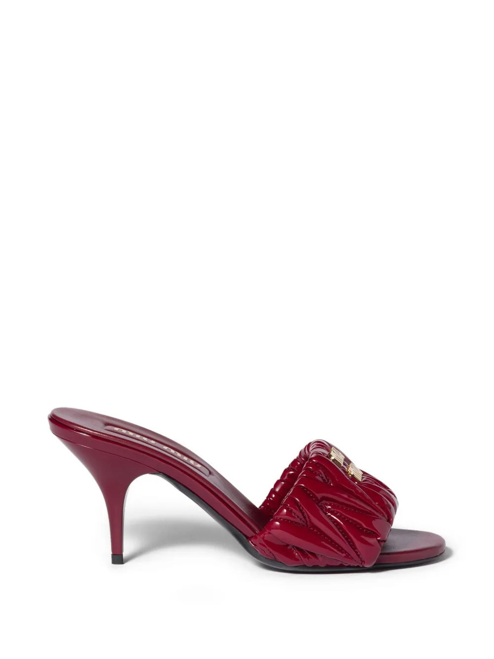 Miu Miu matelassé patent nappa leather mules - Red | Farfetch Global