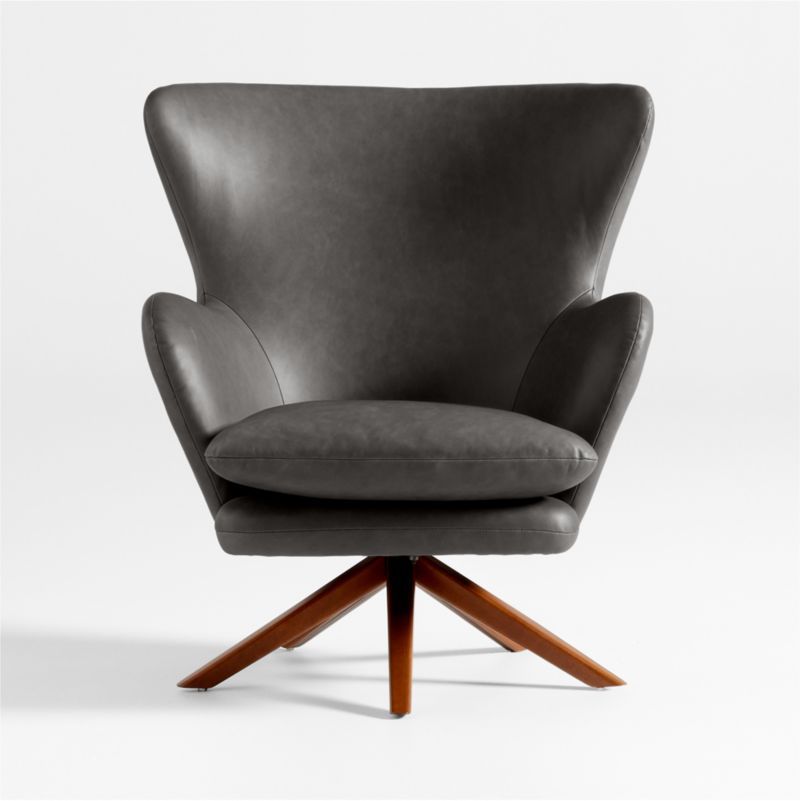 Powell Mid-Century Wingback Leather Chair | Crate & Barrel | Crate & Barrel