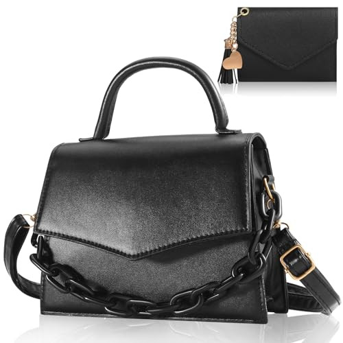 Small Crossbody Bags for Women Girls Trendy Top Handle Satchel Purses with Detachable Acrylic Cha... | Amazon (US)