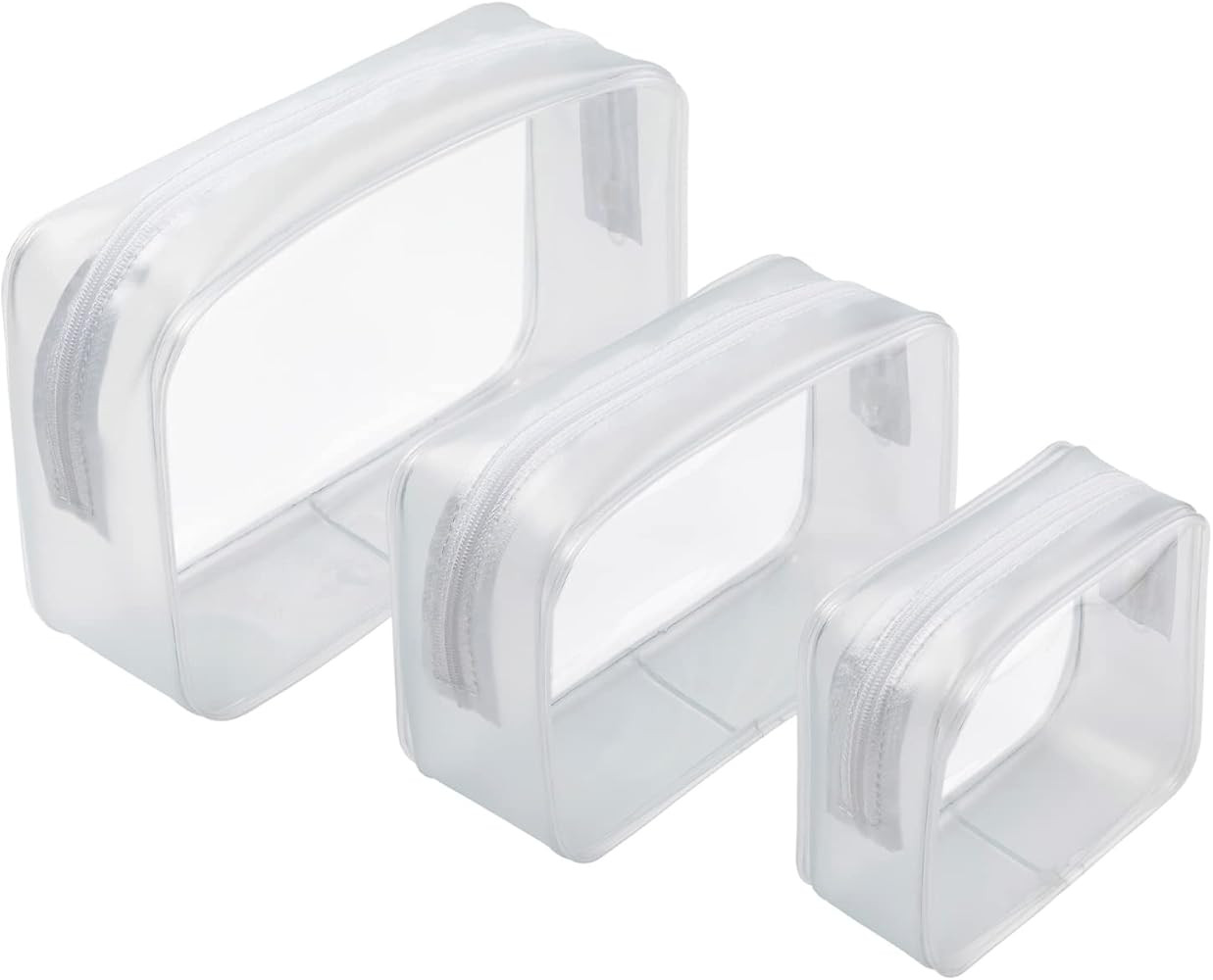 Clear Cosmetic Bags with Zipper, 3Pcs White TSA Approved Toiletries Bag Clear Pouches for Travel,... | Amazon (US)