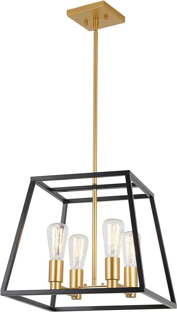 Artika CAR15-ON Carter Square 4 Pendant Fixture, Kitchen Island Chandelier, with a Steel Black an... | Amazon (US)