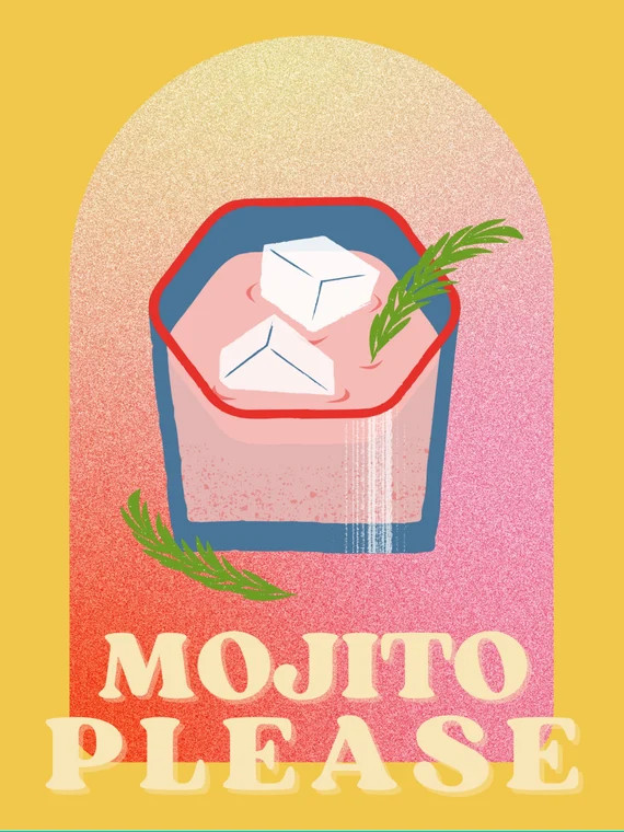 Mojito Please Print Colorful Cocktail Printable Wall Art - Etsy | Etsy (US)