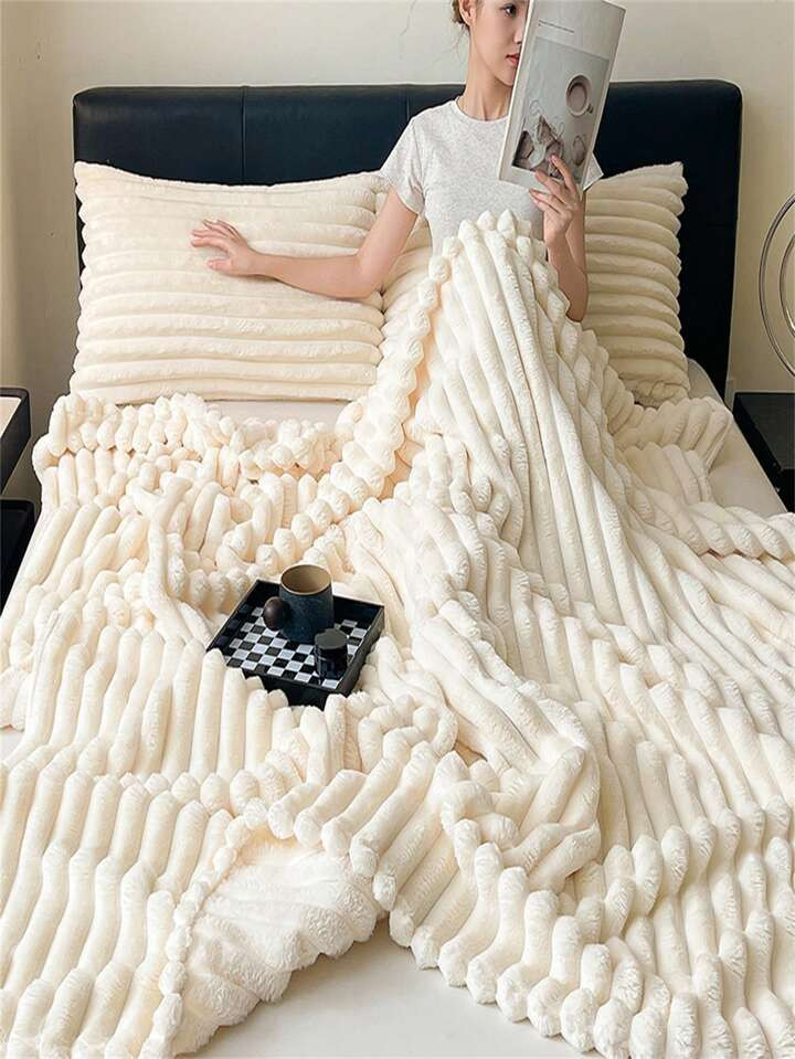 1 Cobertor Multiuso De Lã Coral Em Cor Sólida Com Cordão, Adequado Para Sofá, Cochilo, Ar Condicionado, Carro, Amigo Da Pele, Macio E Confortável, Adequado Para Quarto De Hóspedes, Quarto E Uso Doméstico | SHEIN