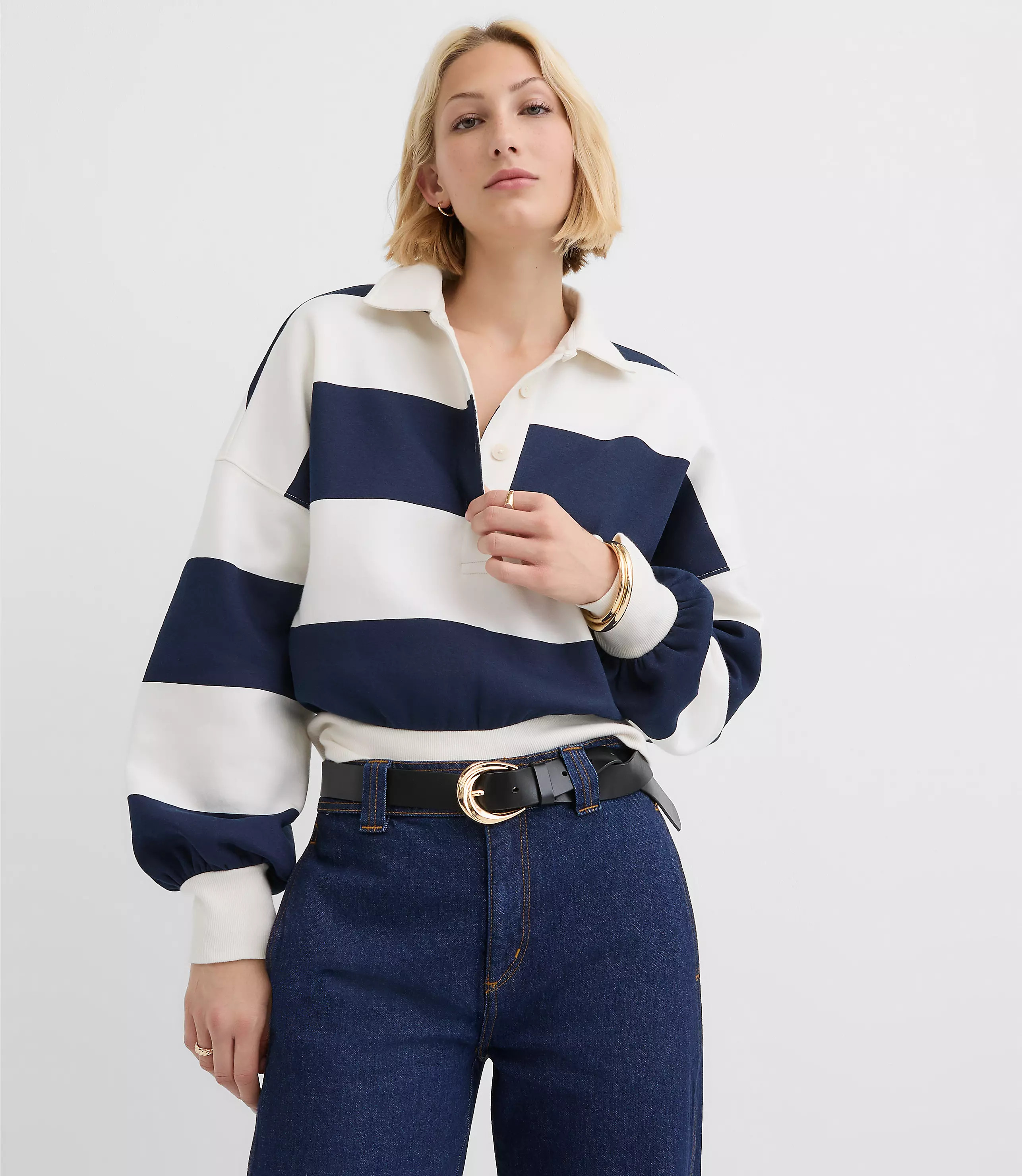 Rugby Stripe Polo Top | LOFT