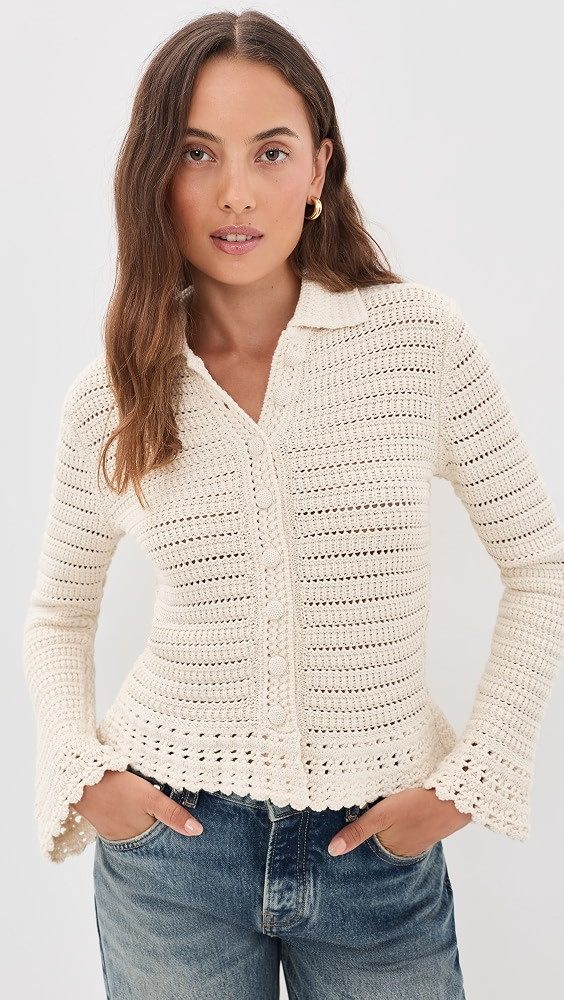 Madewell Pointelle Knit Peplum Cardigan | Shopbop | Shopbop