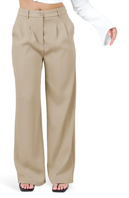 Princess Polly Archer Pleated Wide Leg Pants in Taupe at Nordstrom, Size 2 | Nordstrom