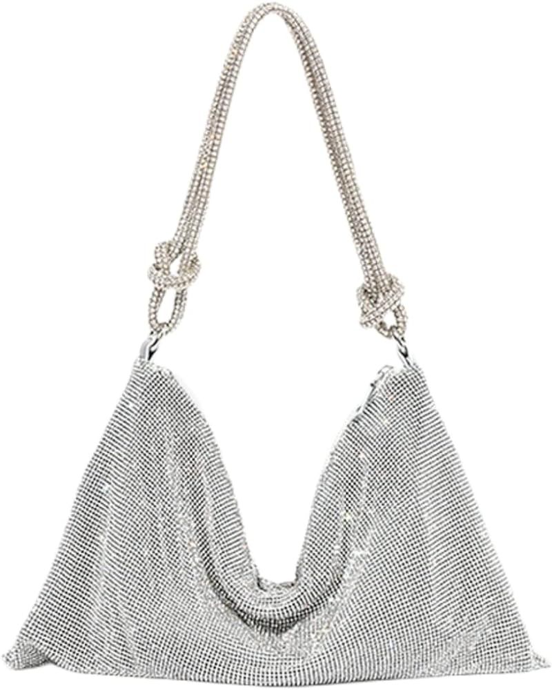 Rhinestone Hobo Bag for Women, Chic Sparkly Evening Handbag, Shiny Clutch Bag Purse for Club Wedd... | Amazon (US)