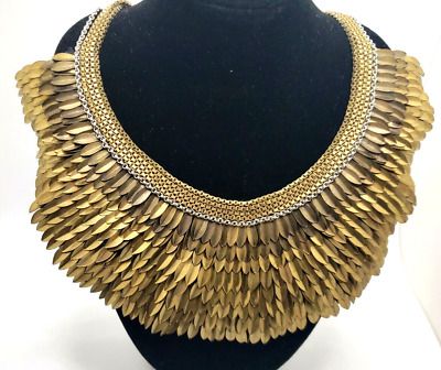 Orginal Stella & Dot Gold Pegasus Bib Necklace, Hand Sewn To Silk Organza. | eBay US