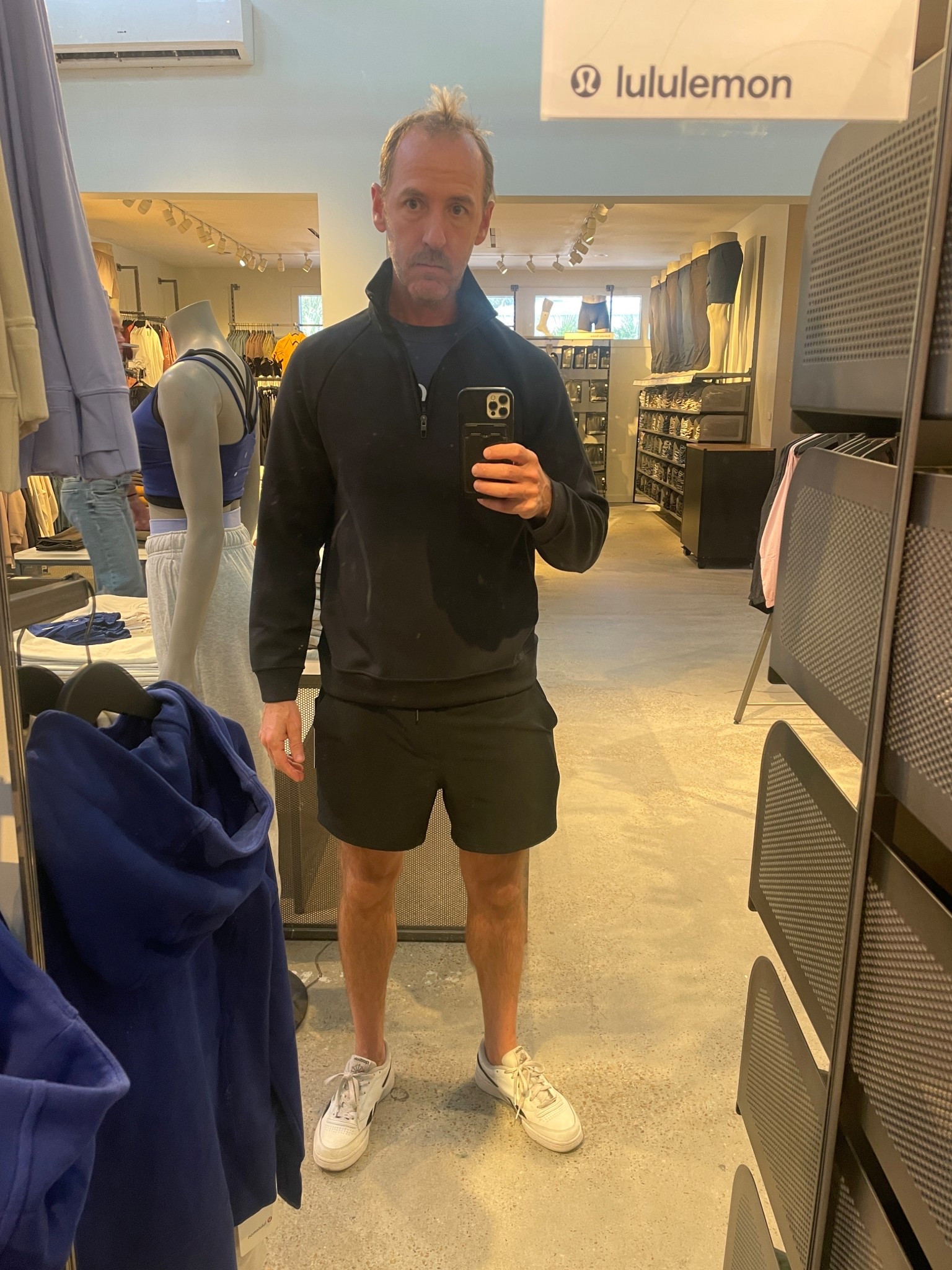 Lululemon in store try on.  Half zip pullover.