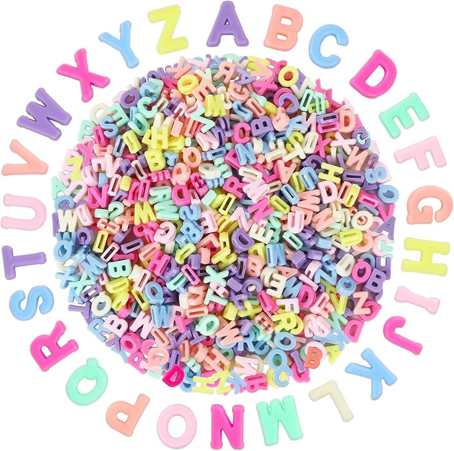 Augshy 700Pcs Large Letter Beads, Colorful Plastic A-Z Mixed Alphabet Shape Beads for Jewelry Mak... | Amazon (US)