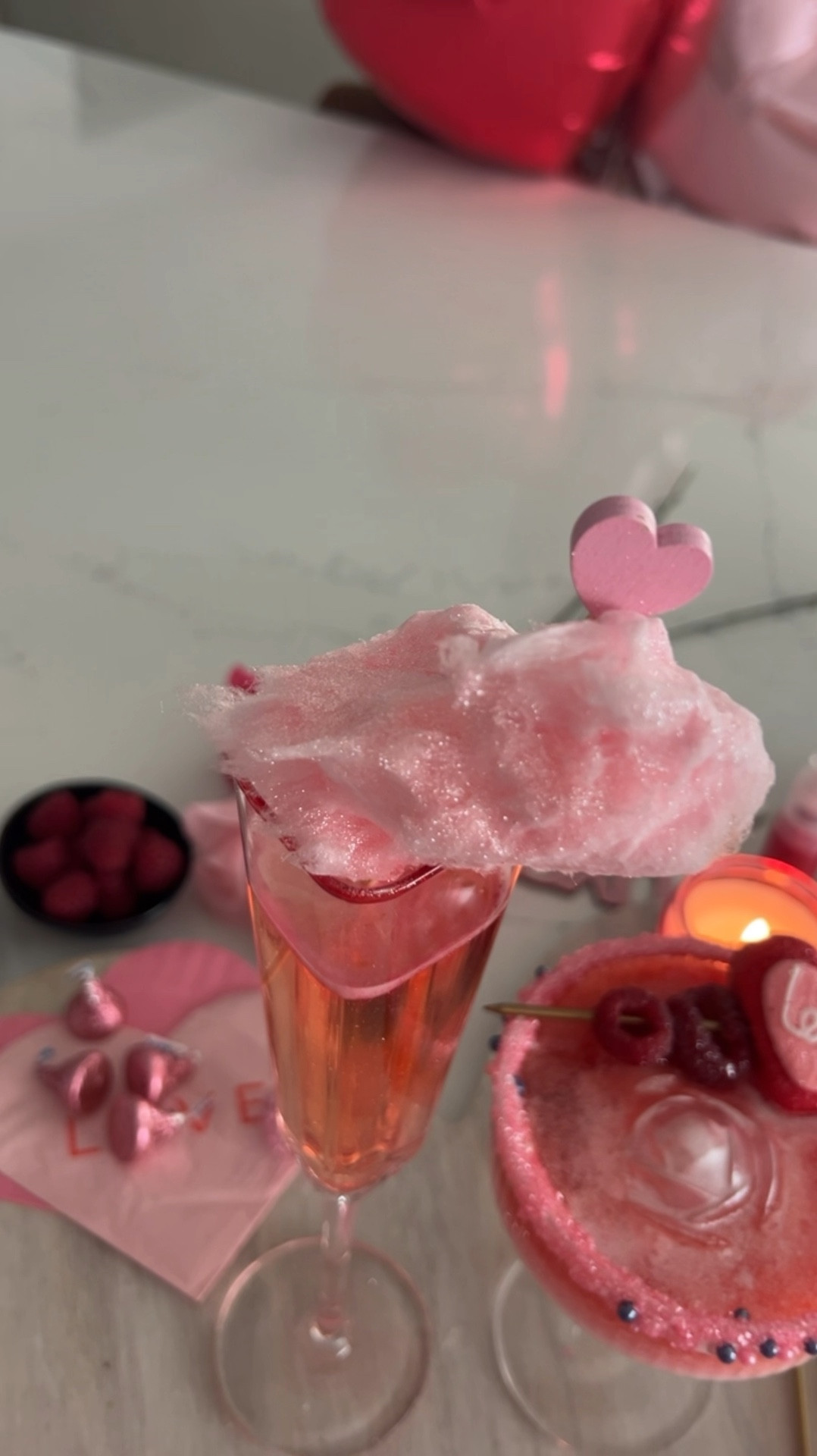 Galentine Brunch ideas, Valentine Drinks, Valentine Mocktails, valentine decor. Make my Mocktails: Dirty Shirley and a Candy Martin! 

#LTKHome #LTKSeasonal