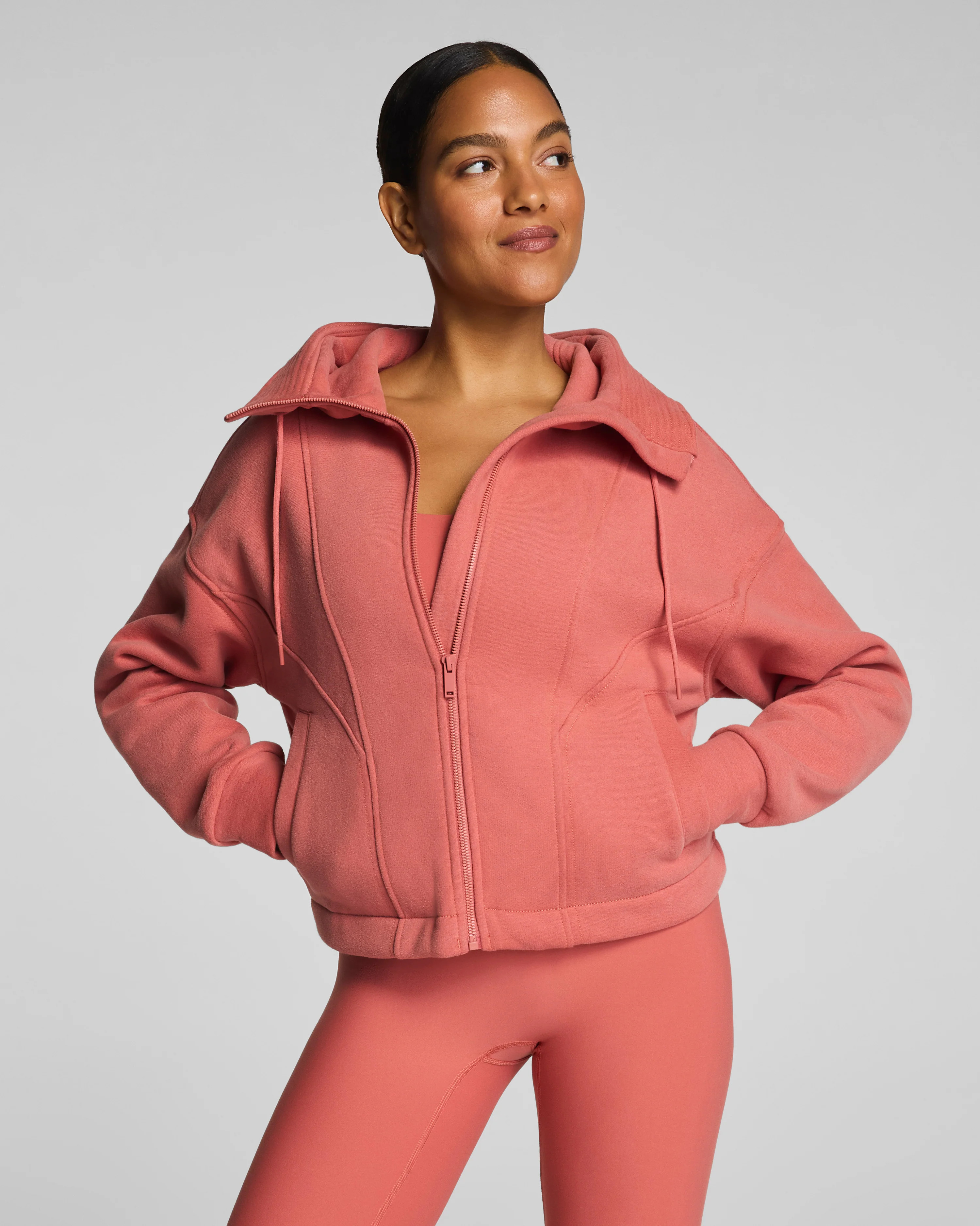 SPANX® BoostUpCotton Fleece Full Zip Hoodie | Spanx