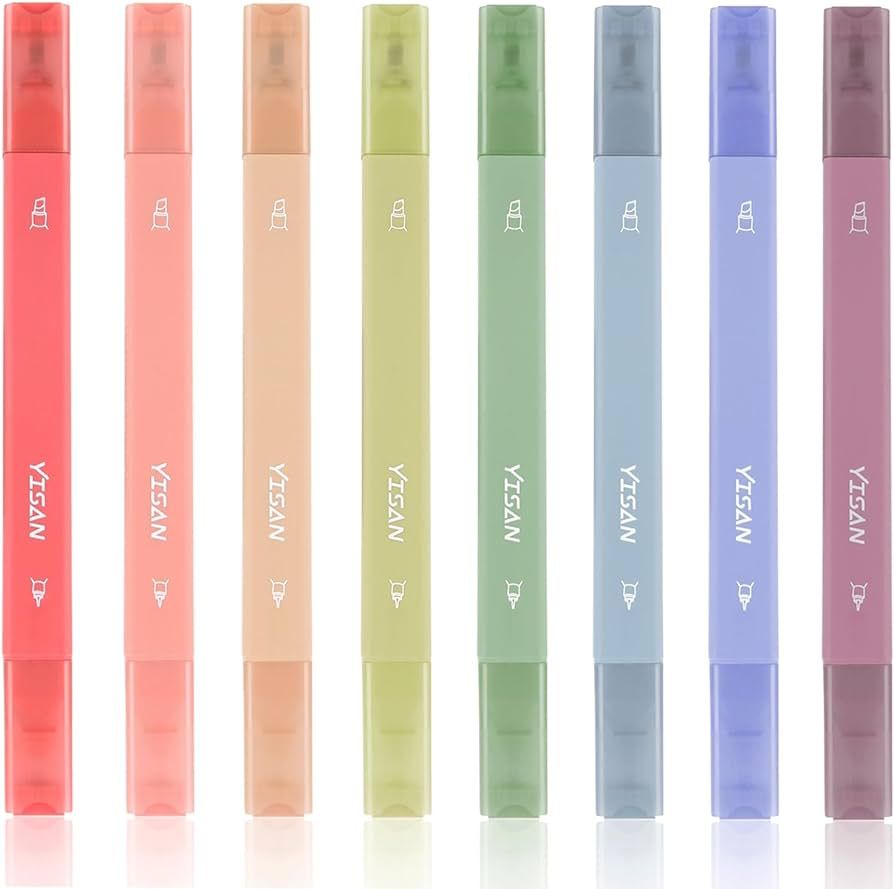 YISAN Aesthetic Highlighters,Pastel Highlighters,Double Tip Soft Chisel Tip Highlighter Pens for ... | Amazon (US)