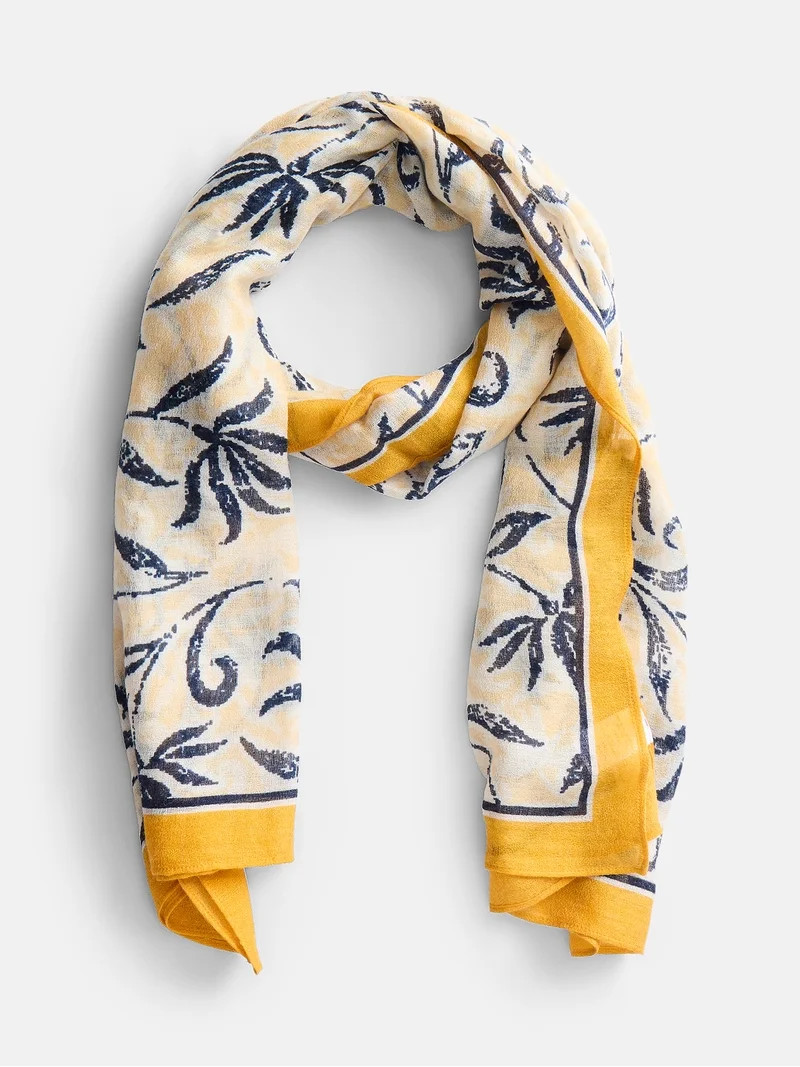 Scenario Women's Woven Oblong Printed Scarf, Yellow | Walmart (US)