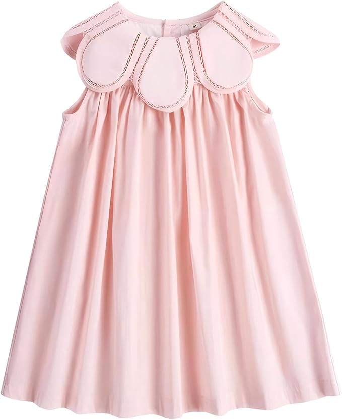 Twoflower Toddler Baby Girl Casual Cotton Dress with Flower Shaped Collar by Handmade | Amazon (US)