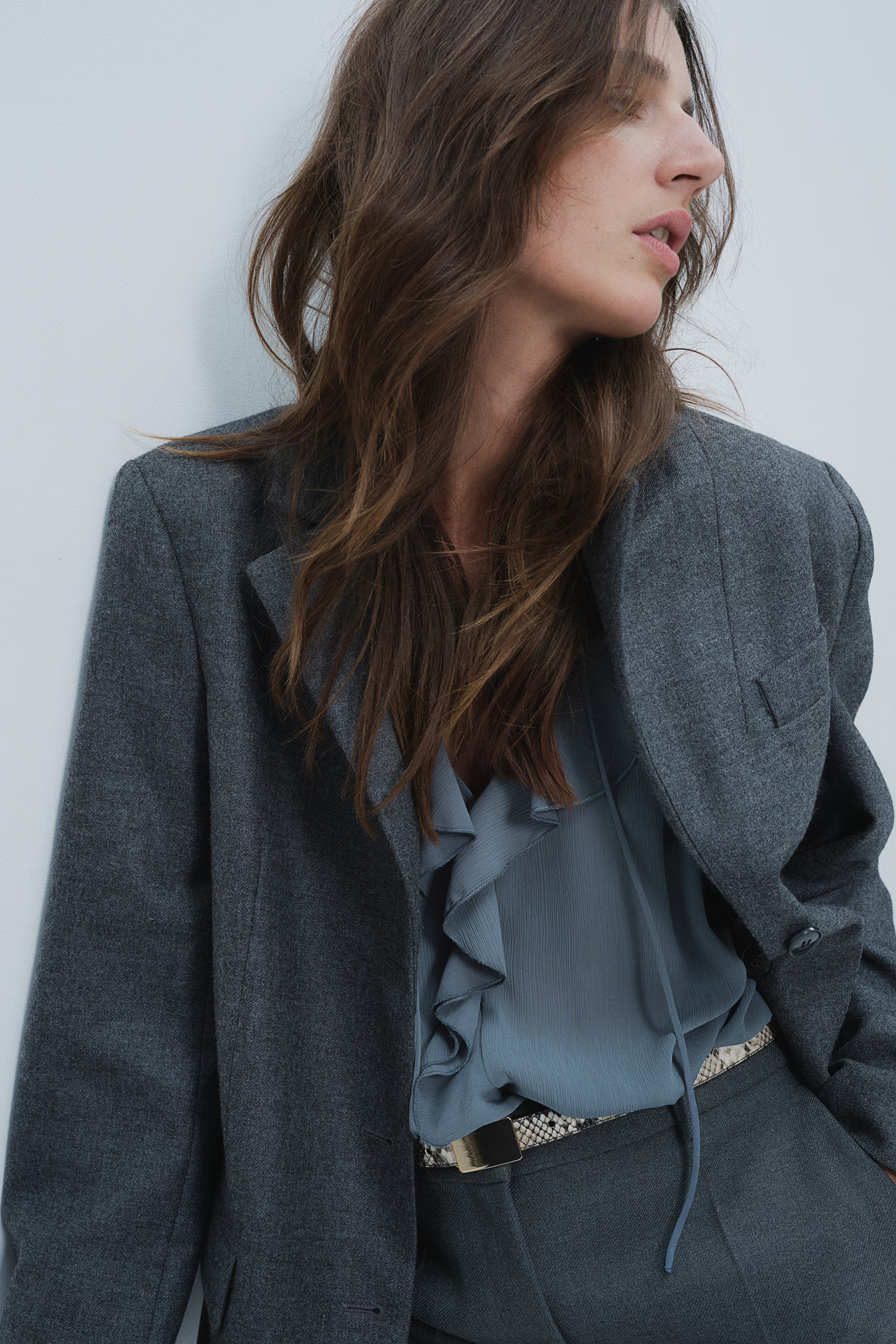 Ruffled Blouse - Dusty turquoise - Ladies | H&M US | H&M (US + CA)