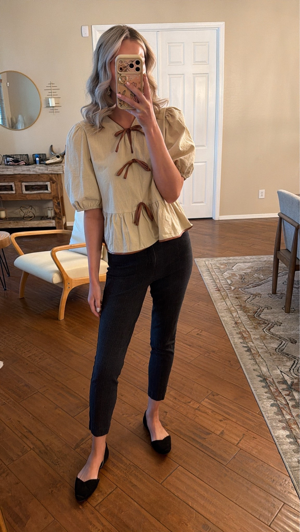 Faux leather blouse with bows 🤎

#LTKgrwm #LTKootd