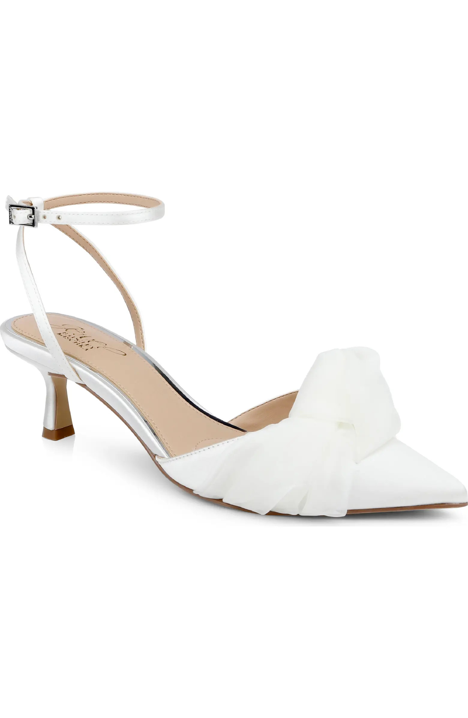 Jewel Badgley Mischka Favor Ankle Strap Pointed Toe Kitten Heel Pump (Women) | Nordstrom | Nordstrom