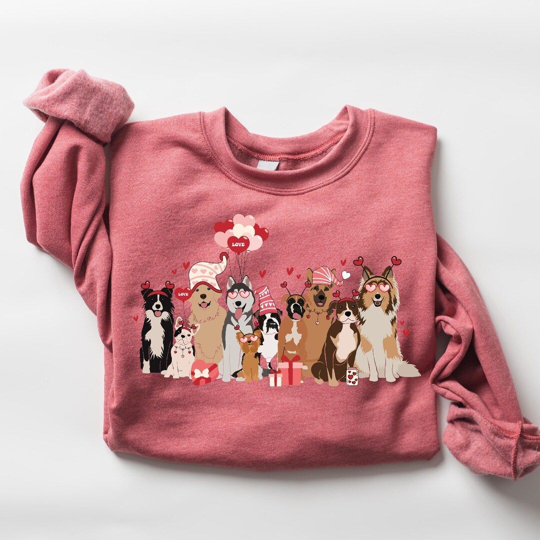 Valentines Dogs Sweatshirt, Dog Lover Sweater, Womens Valentines Sweatshirt, Valentines Dog Gift,... | Etsy (US)