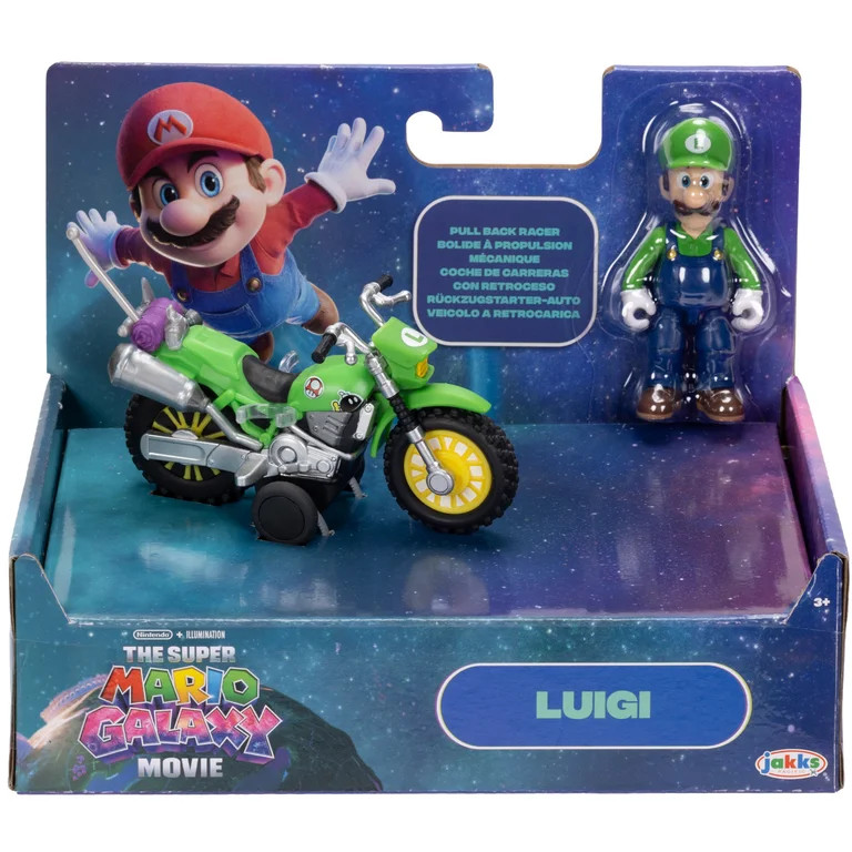 The Super Mario Galaxy Movie – 2.5 inch Action Figure with Pull Back Motorcycle – Luigi | Walmart (US)