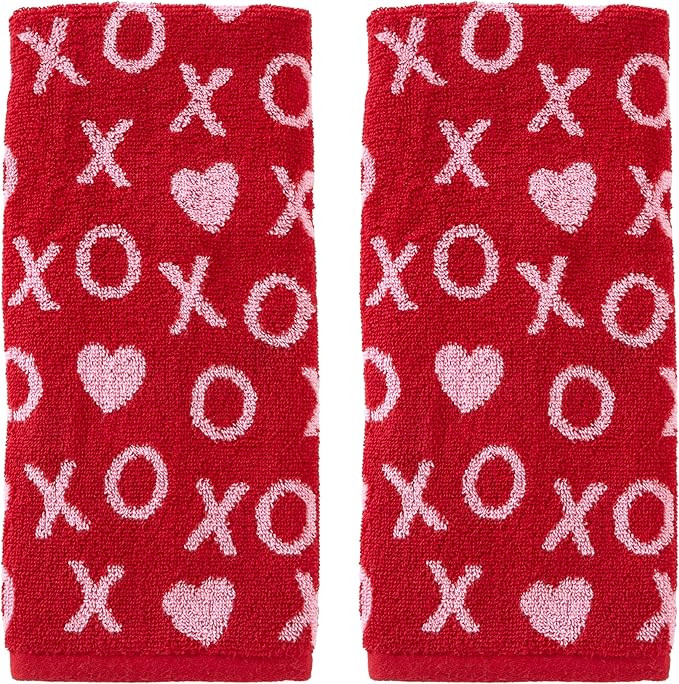 SKL Home Valentine's Day Xs and Os Hand Towel Set, 2 Count | Amazon (US)