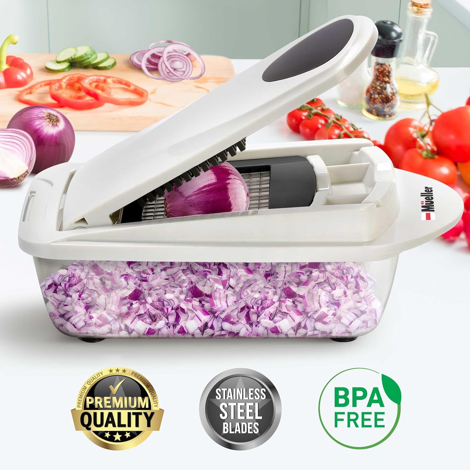 Pro-Series 10-in-1, 8 Blade Vegetable Chopper, Onion Mincer, Cutter, Dicer, Egg Slicer with Conta... | Amazon (US)