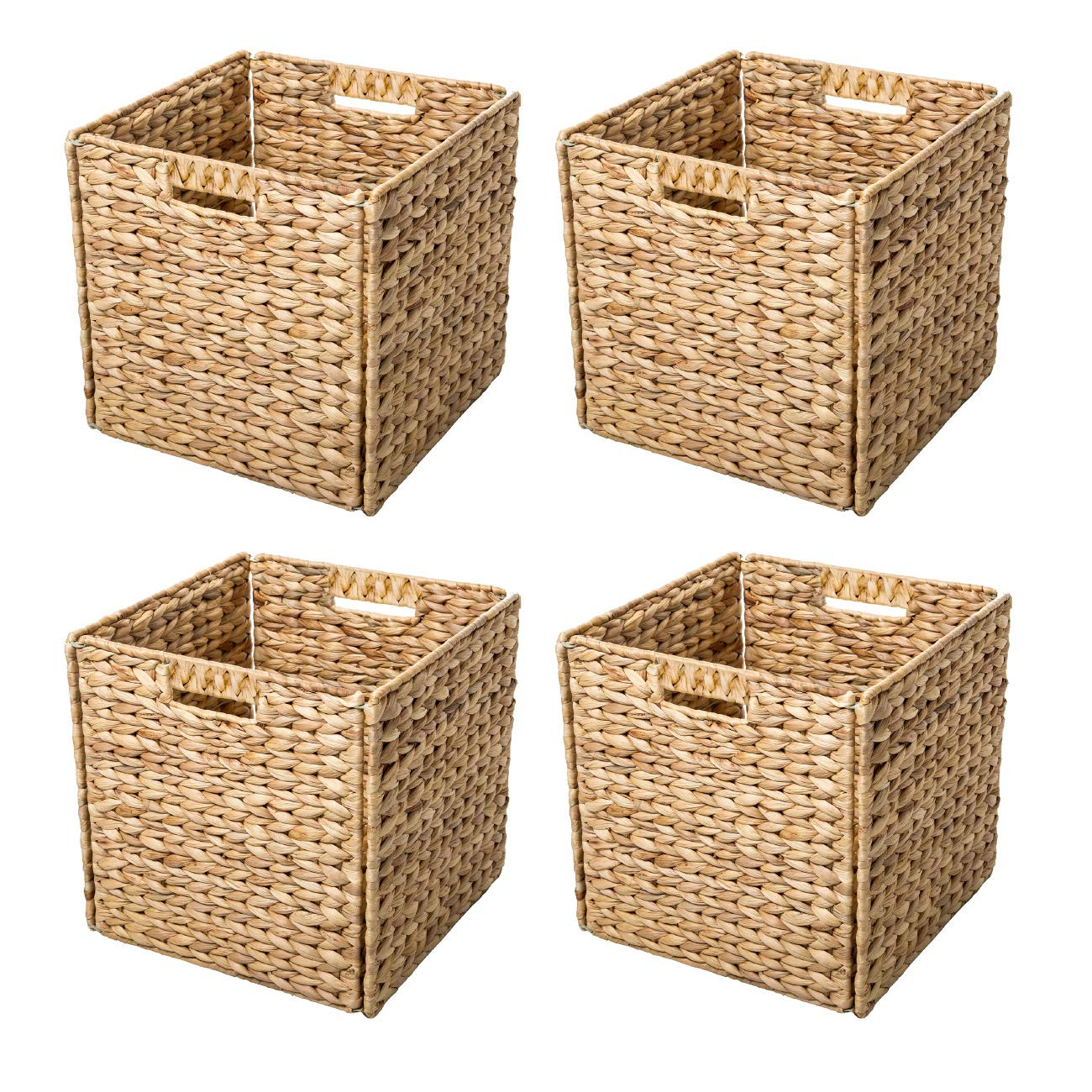 Trademark Innovations Foldable Hyacinth Storage Baskets with Iron Wire Frame (Set of 4) | Amazon (US)
