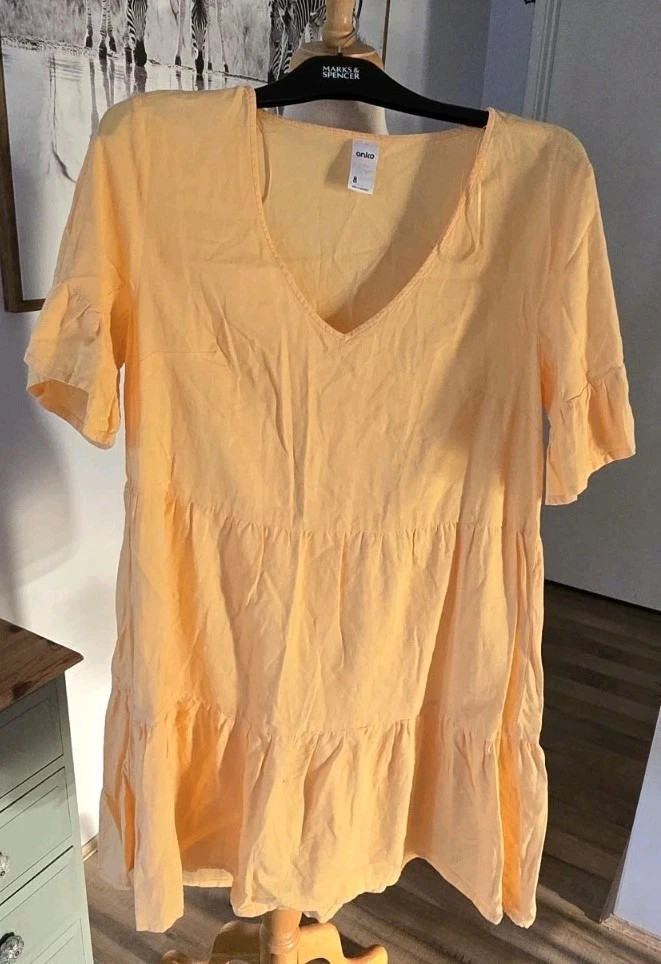 ANKO tangerine linen & viscose tiered dress - 8 | eBay AU