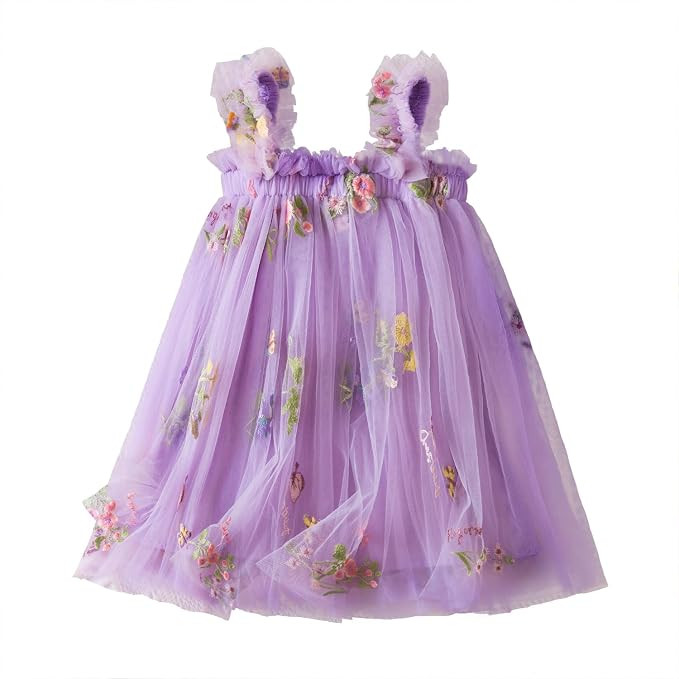 NNJXD Baby Girl Tulle Dress Casual Flower Embroidery Toddler Dresses | Amazon (US)