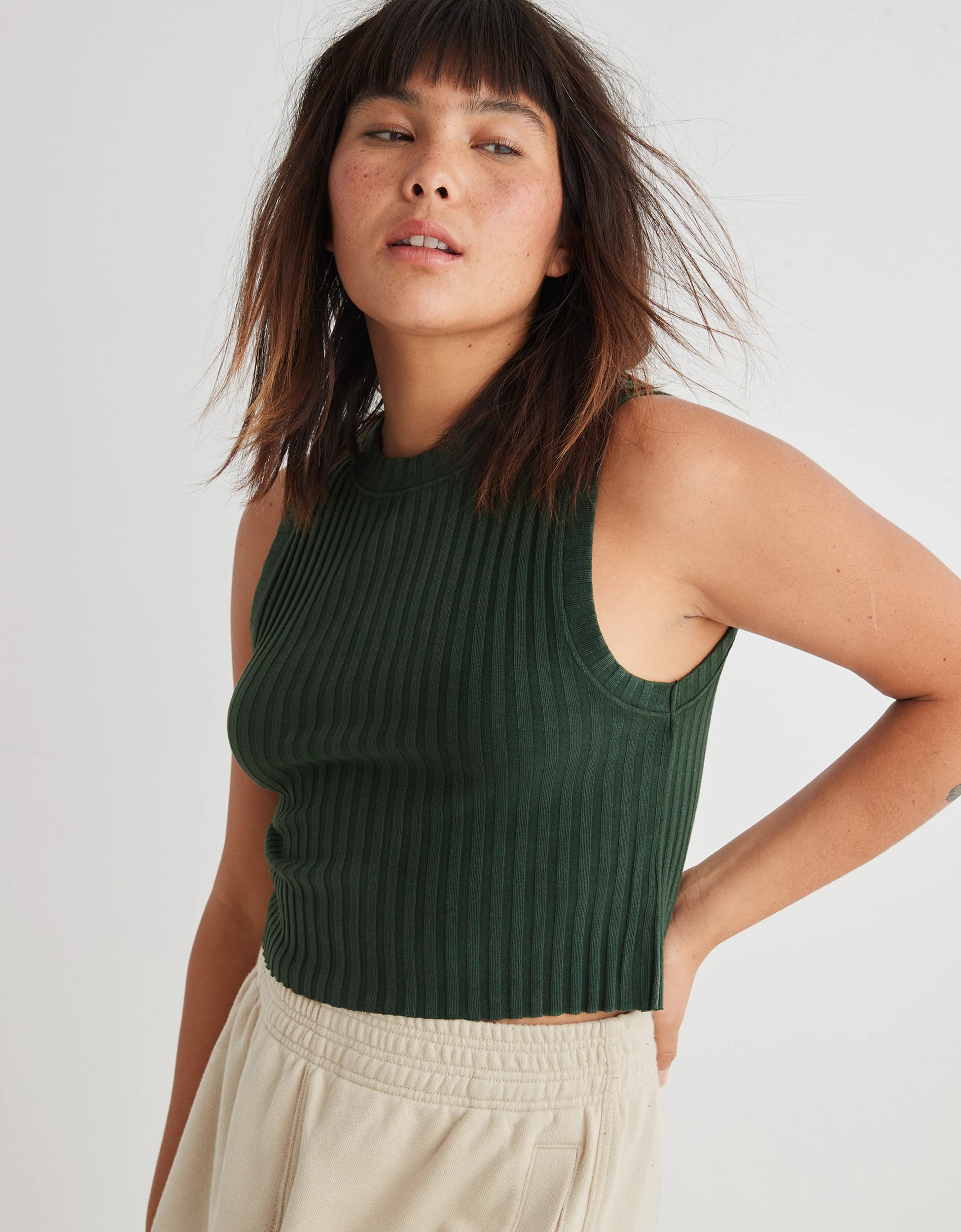 Aerie High Neck Ribbed Tank Top | Aerie
