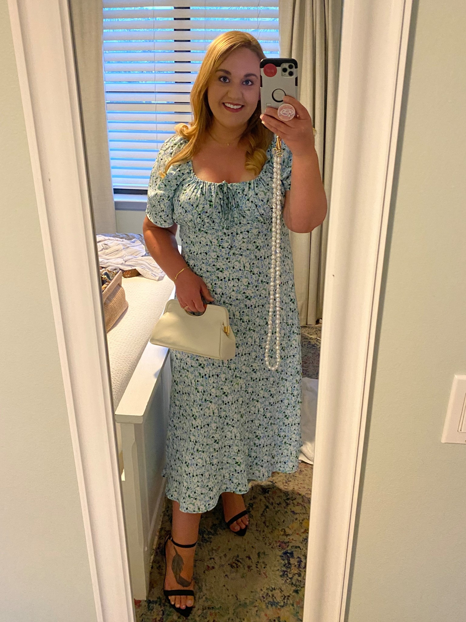 Handbag, clutch, midi dress, floral dress, target outfit, target style, black heels, sandal heels, heeled sandals, strappy heels, wedding guest dress, spring dress, beach vacation, date night, dinner date, dinner dress

#LTKShoeCrush #LTKFindsUnder50 #LTKItBag