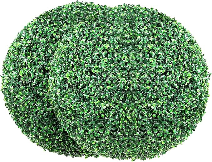 VEVOR 2 Pcs 20” Artificial Plant Topiary Ball, Faux Boxwood Balls with 2 LED Light String, All-... | Amazon (US)