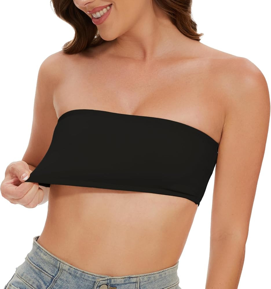 Women's Sports Bandeau Causal Tube Top Bra Strapless Wireless Non-Slip Detachable Padded Seamless... | Amazon (US)