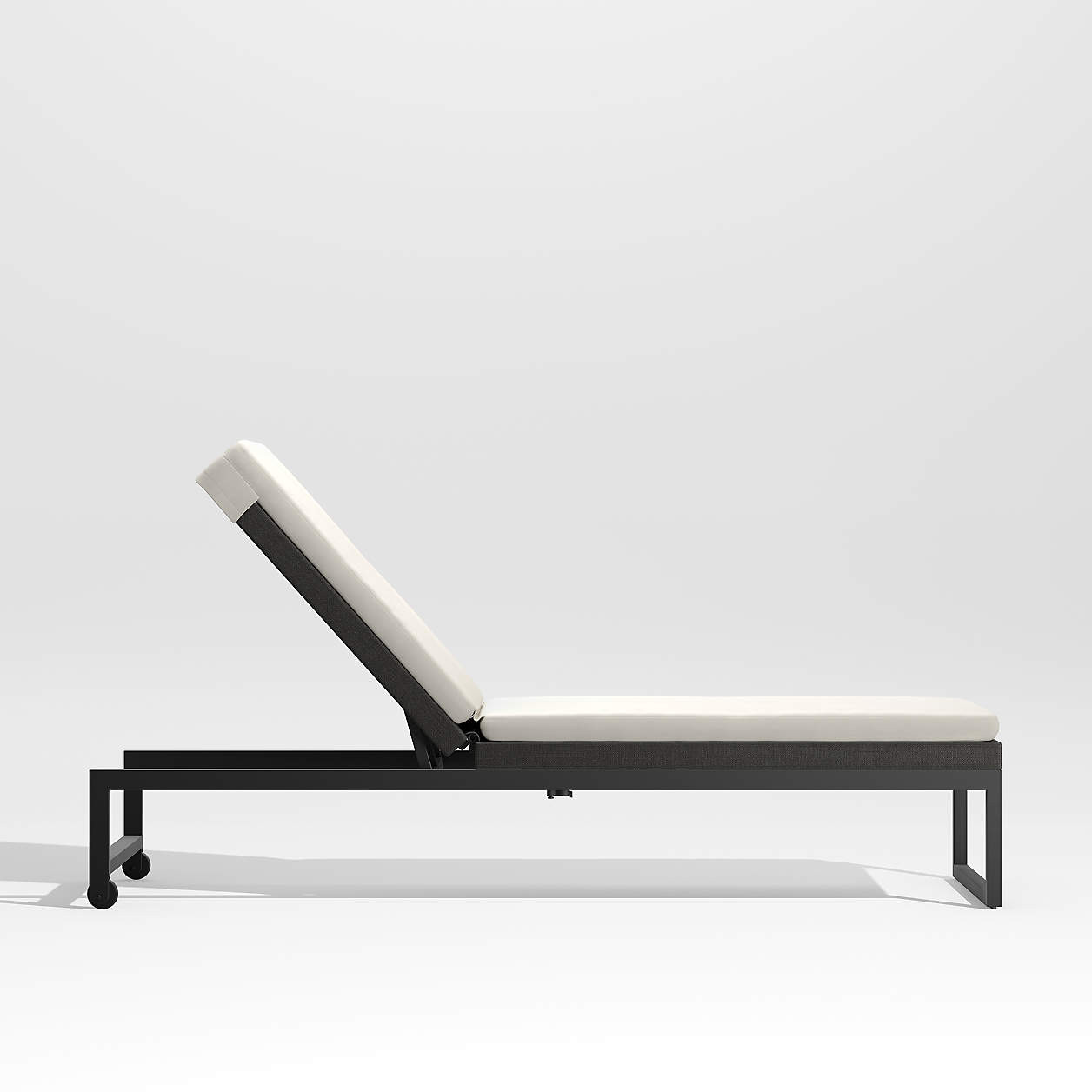 Dune Black Outdoor Sun Lounger with White Cushion + Reviews | Crate & Barrel | Crate & Barrel