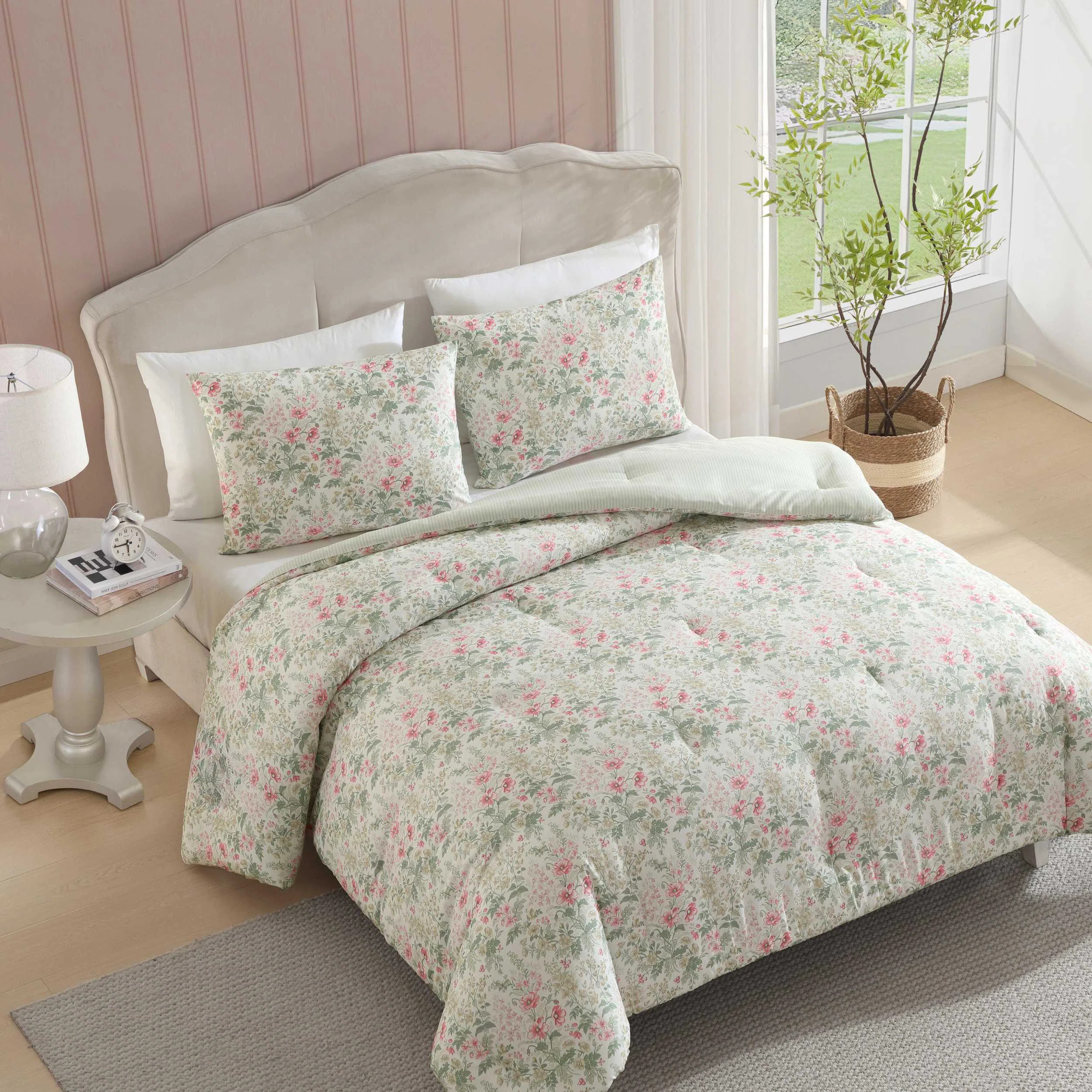 Laura Ashley Arden Floral Pink Comforter Bonus Set | Wayfair North America