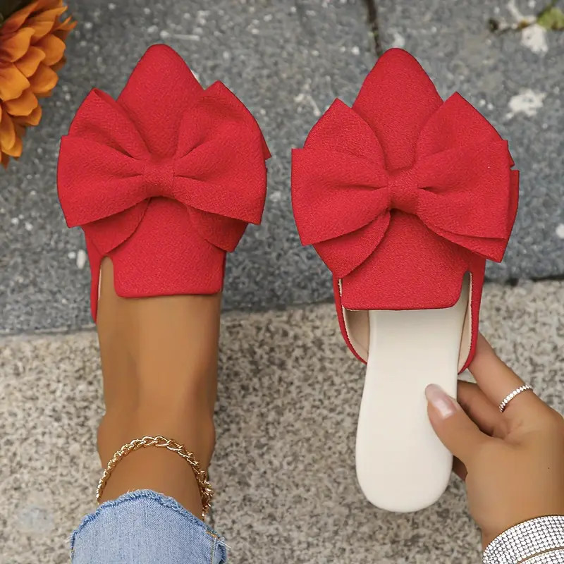 Women's Bowknot Decor Flat Mules, Casual Point Toe Slip On Shoes, Lightweight & Comfortable Shoes | Temu Affiliate Program