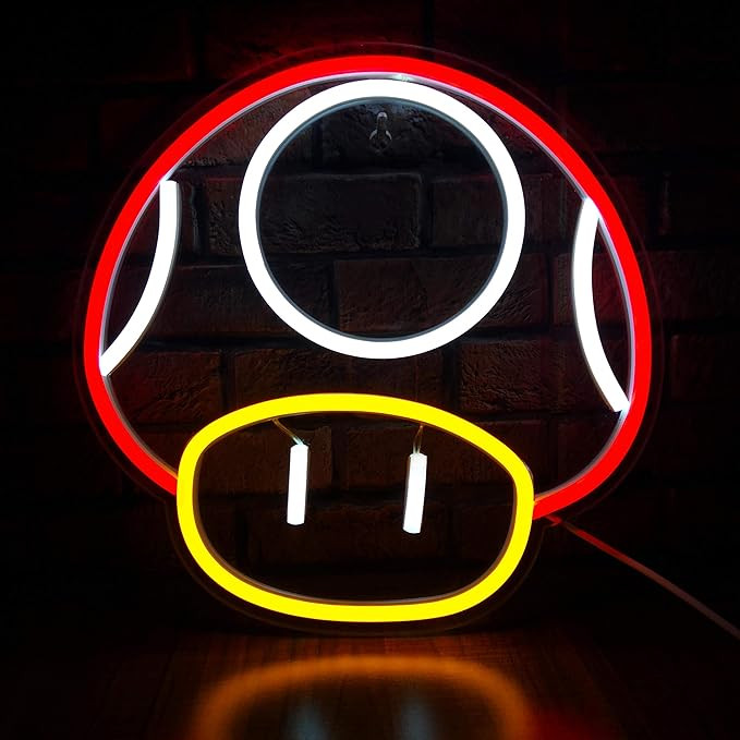 Heliwey Game LED Neon Light Sign for Game Room Decor Super Mushroom NPC Wall Decor for Bedroom, M... | Amazon (US)