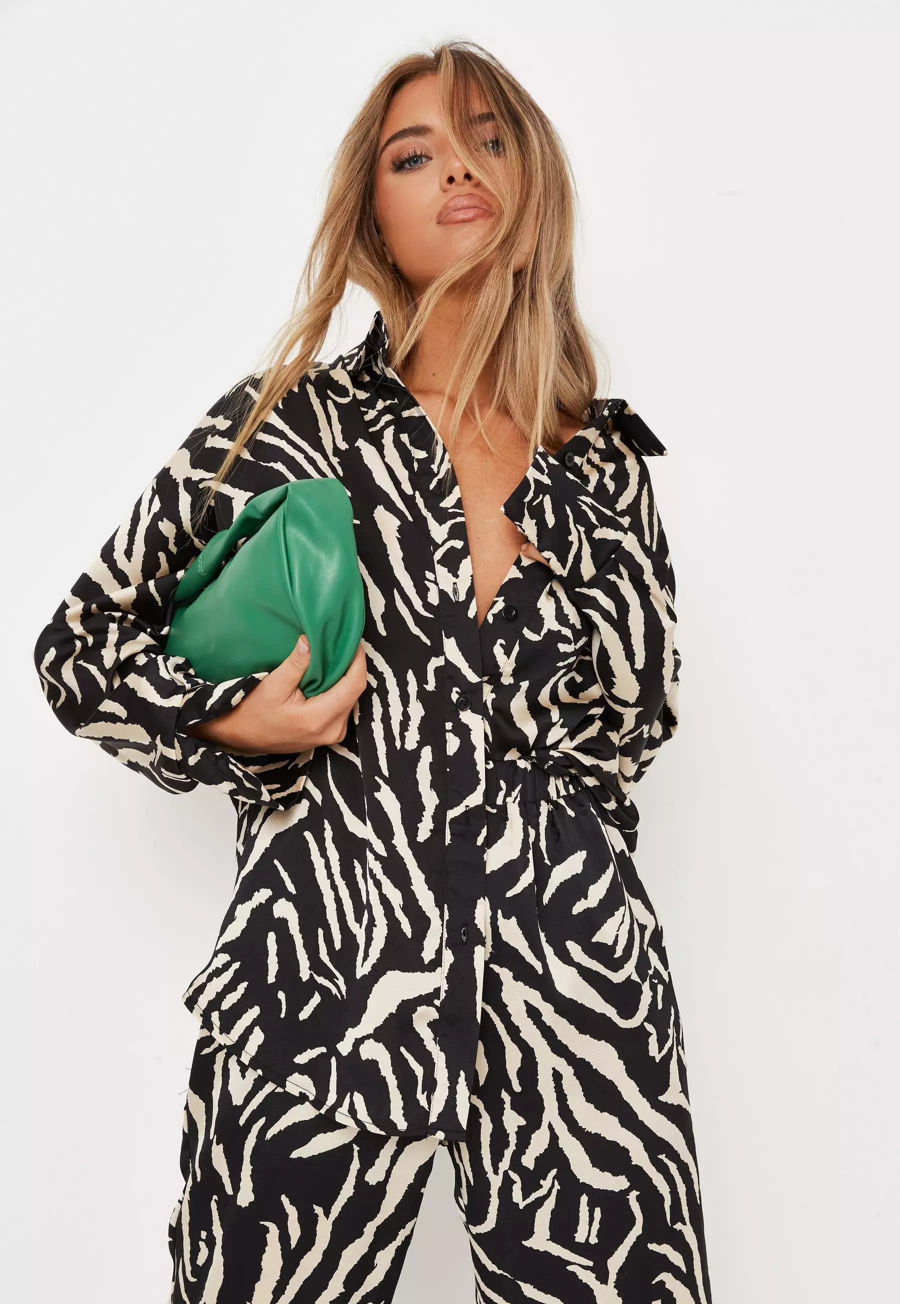 Black Co Ord Zebra Print Shirt | Missguided (UK & IE)