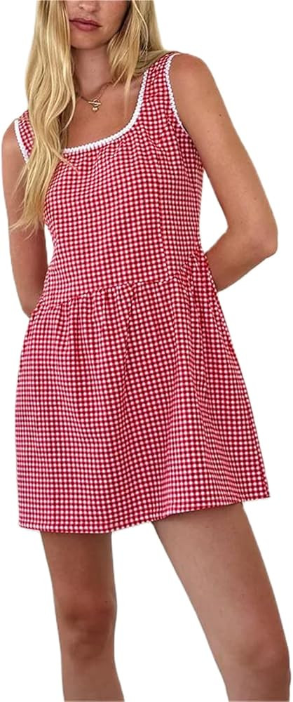 Alyweatry Women Chic Vintage Lace Cute Fairy Dress Sleeveless Spaghetti Strap Aesthetic Mini Dres... | Amazon (US)