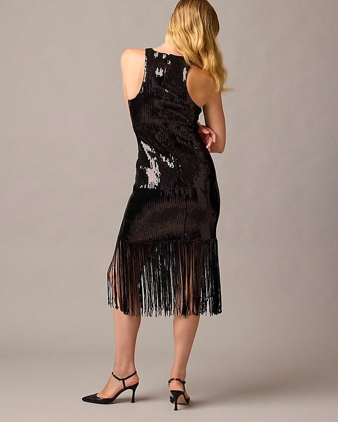 Collection fringe-trim sheath dress in sequin | J. Crew US