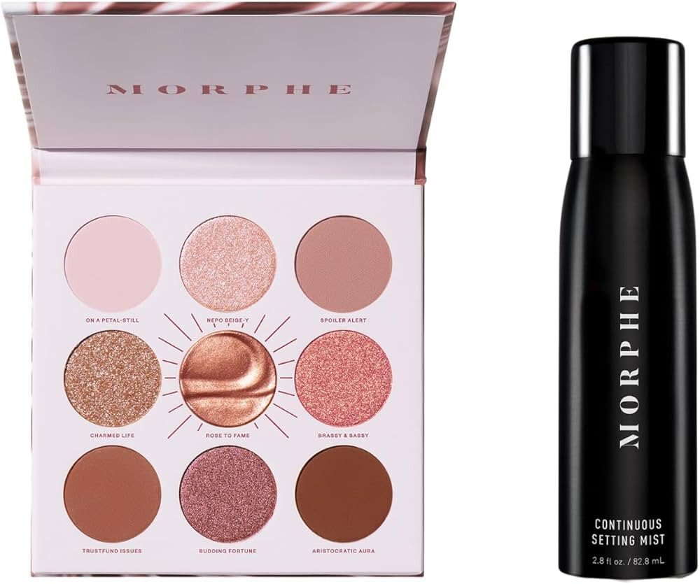 MORPHE Rich & Foiled Eyeshadow Palette - Rose to Fame (0.35 oz) + Continuous Setting Spray (2.8 o... | Amazon (US)