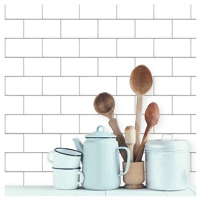 Devine Color Textured Subway Tile Peel & Stick Wallpaper - White | Target