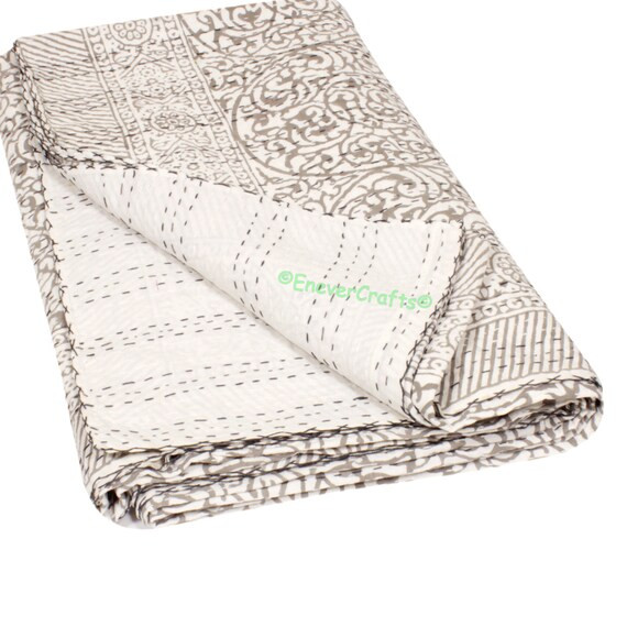 Handblock Print Handmade Stitched Handblock Kantha Quilt | Etsy | Etsy (US)