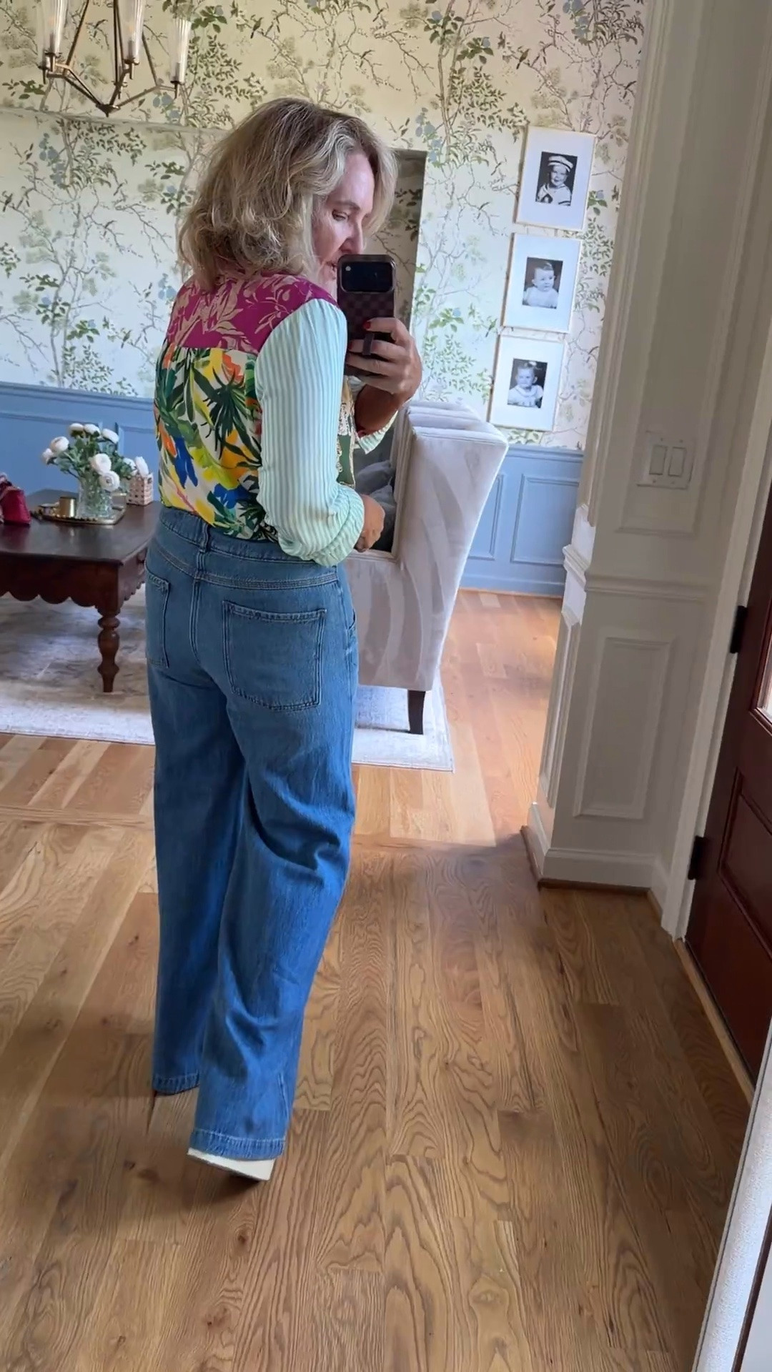 This colorful blouse is such a fun statement piece! The mixed print makes any outfit feel special, and it’s an easy way to add personality to your everyday jeans. I’m wearing a medium in the blouse and a 29 regular in the jeans. If you love this print, Anthropologie just dropped an adorable sailboat-inspired version too.


💡 LTK MADE EASY
❤️ Heart = Support my posts
🔖 Save = Get sale & restock alerts
📋 Lists = Keep favorites organized
📲 Share = Send to yourself for later
💬 Comment = Ask me anything