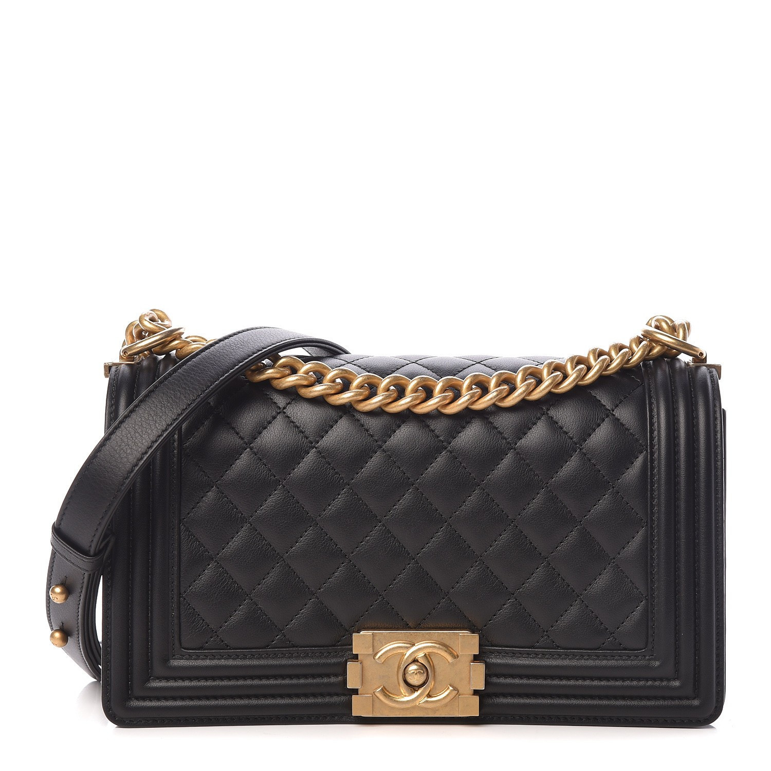 CHANEL Lambskin Quilted Medium Boy Flap Black | Fashionphile