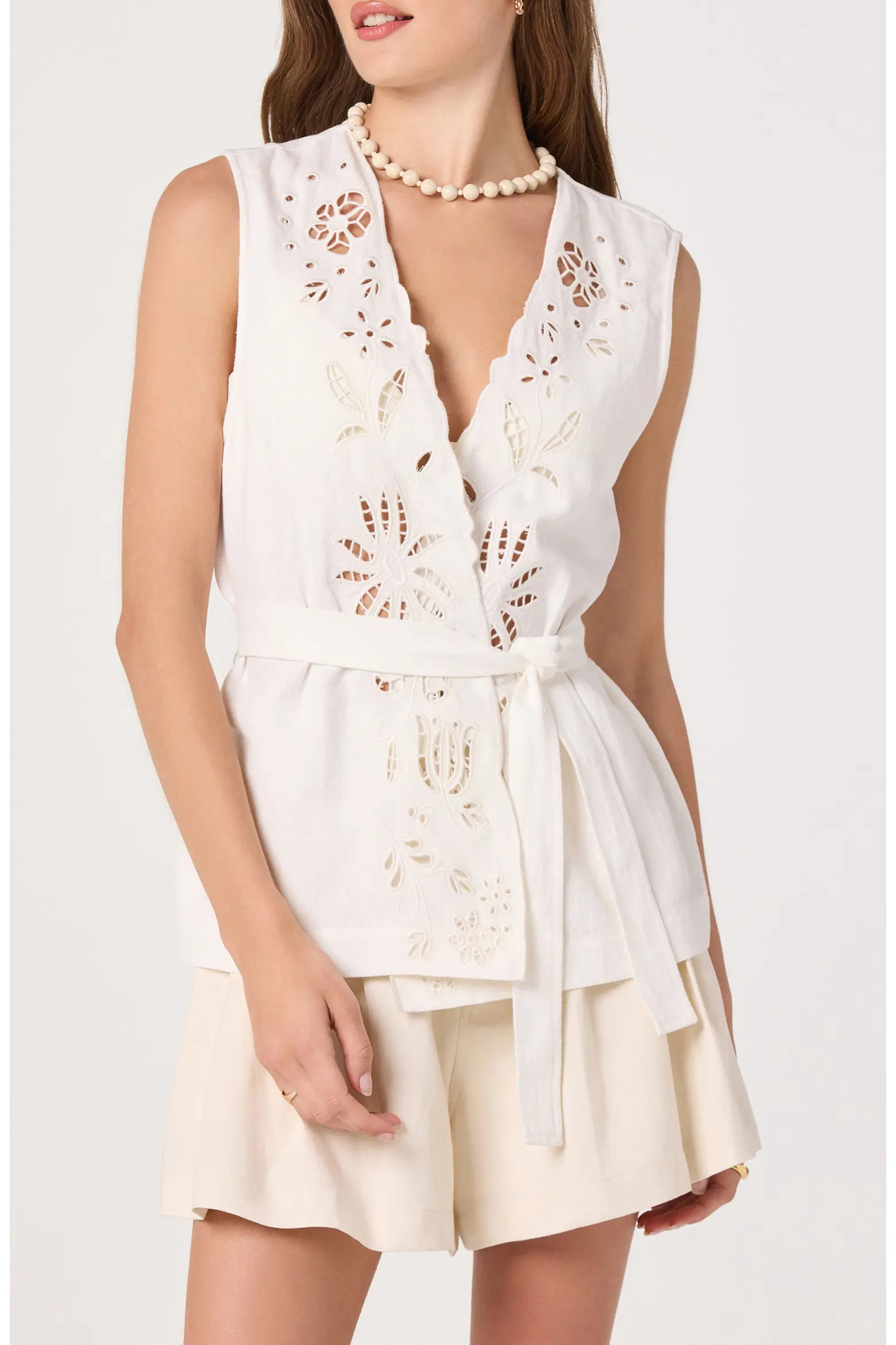 Greta Embroidered Cotton & Linen Vest (Women) | Nordstrom | Nordstrom