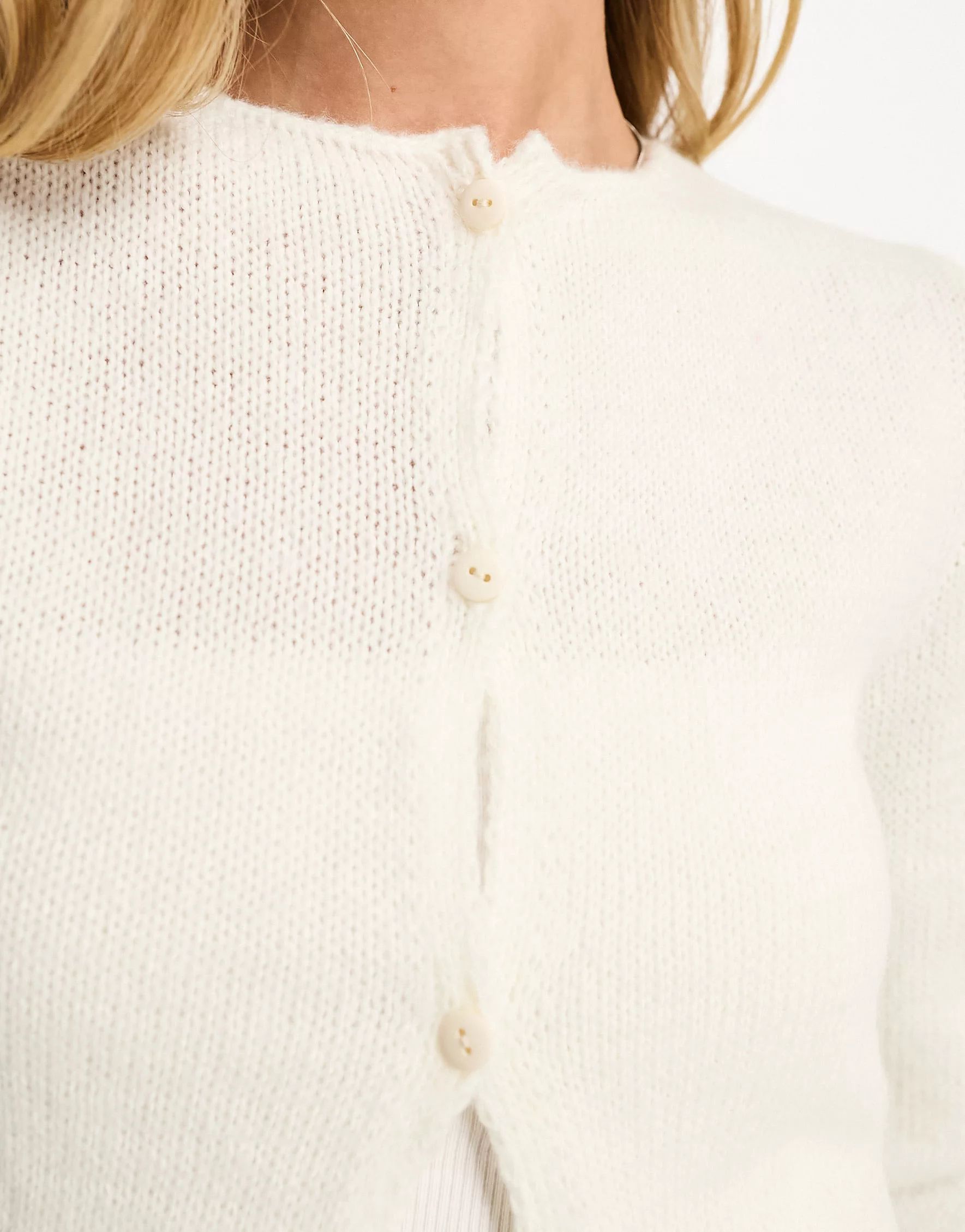 ASOS DESIGN knitted shrunken cardigan in cream | ASOS (Global)